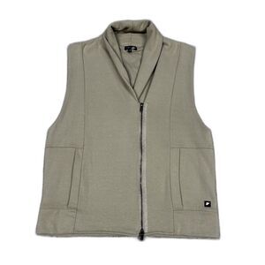 Fundamental Coast Zip Front Kelly Vest Womens Medium Sweatshirt Shawl Collar Tan